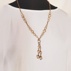 Vintage Pearl Bead and Rhinestone Necklace